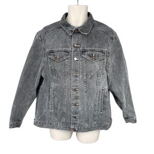 Vintage Denim Jacket Men Acid Wash Trucker Streetwear Grunge Worn USA Size M See